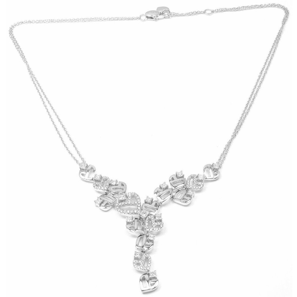 Authentic Damiani 18k White Gold Diamond Drop Necklace
